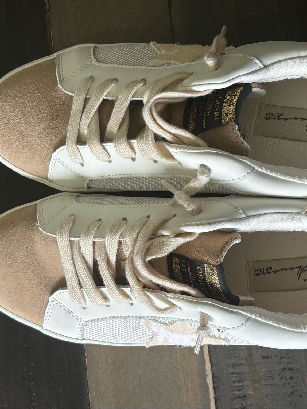 Vintage Havana Hair-On-Hide Star Sneakers | White Beige Leather | W’s Size 11 - Picture 8 of 11